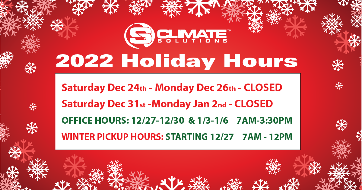 Read more about the article Climate Solutions Windows & Doors Holiday Hours 2022